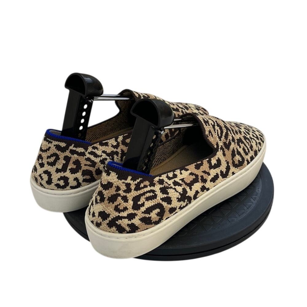 Women Rothy's Knit Skateboard Footbed Comfort Slip On Sneaker SZ 9 Brown Leopard - Picture 4 of 6